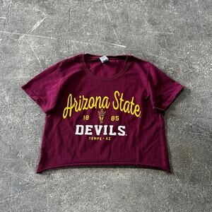 Arizona State Sun Devils Crop Top T Shirt Size S Maroon Red College NCAA Summer